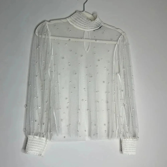 Forever 21 Cream Sheer Pearl Top - Picture 3 of 12